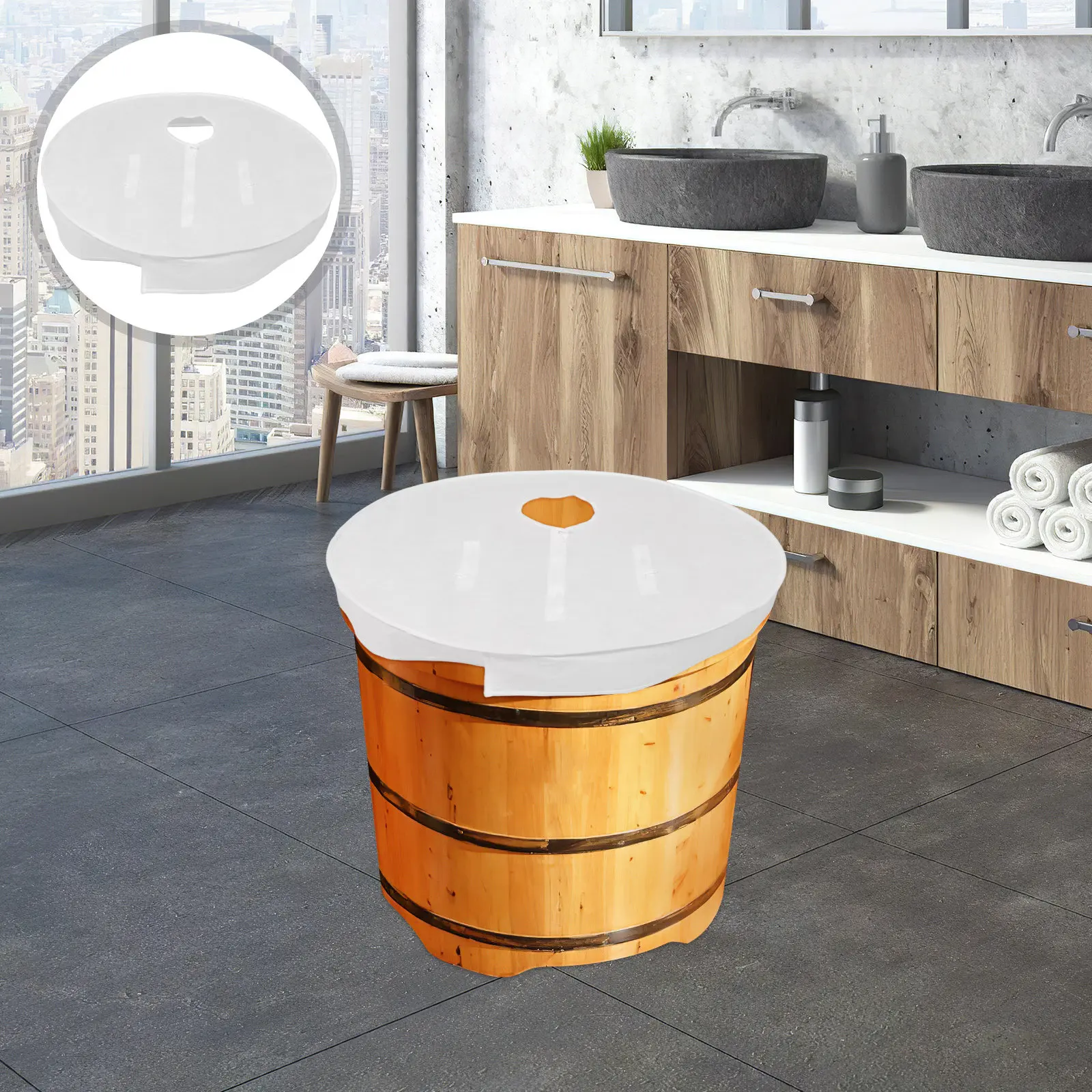 27.5 Inch Foldable Non-Woven Bath Tub Lid Insulated Dustproof Spa Cover for Round Bathtub Hot Tub Soaking Thermal Protection
27.5 Inch Foldable Non-Woven Bath Tub Lid Insulated Dustproof Spa Cover for Round Bathtub Hot Tub Soaking Thermal Protection