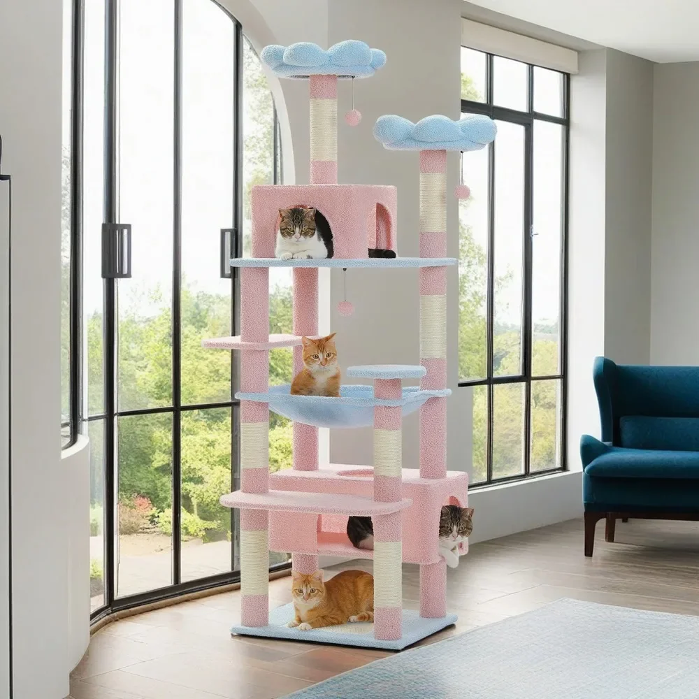 Cat Tree, 72" Cat Tree Tower for Large Cats, Indoor Cat Condo with Sisal-Covered Scratching Posts and Pads, 2 Padded Perch, Blue
Cat Tree, 72" Cat Tree Tower for Large Cats, Indoor Cat Condo with Sisal-Covered Scratching Posts and Pads, 2 Padded Perch, Blue