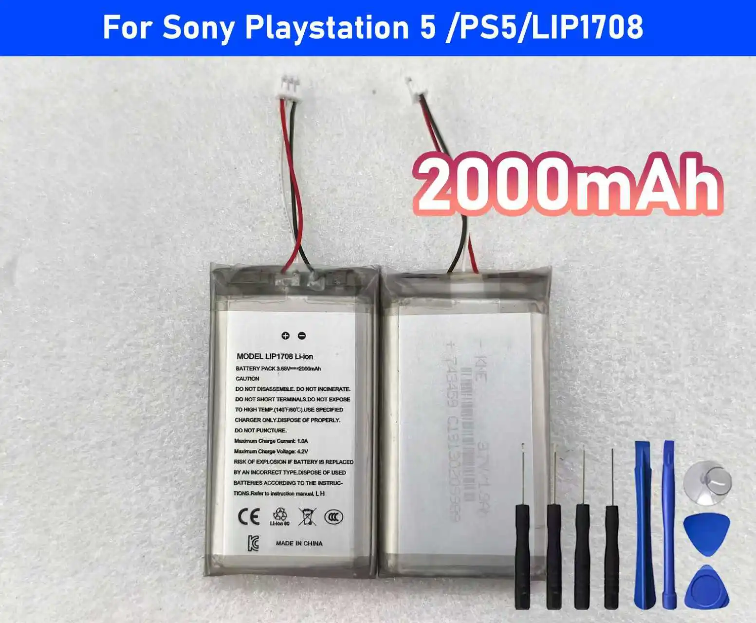 2000mAh PS5 Controller Battery, LIP1708 Replacement Battery for Sony Playstation 5 DualSense CFI-ZCT1W Wireless+Free Tools
2000mAh PS5 Controller Battery, LIP1708 Replacement Battery for Sony Playstation 5 DualSense CFI-ZCT1W Wireless+Free Tools