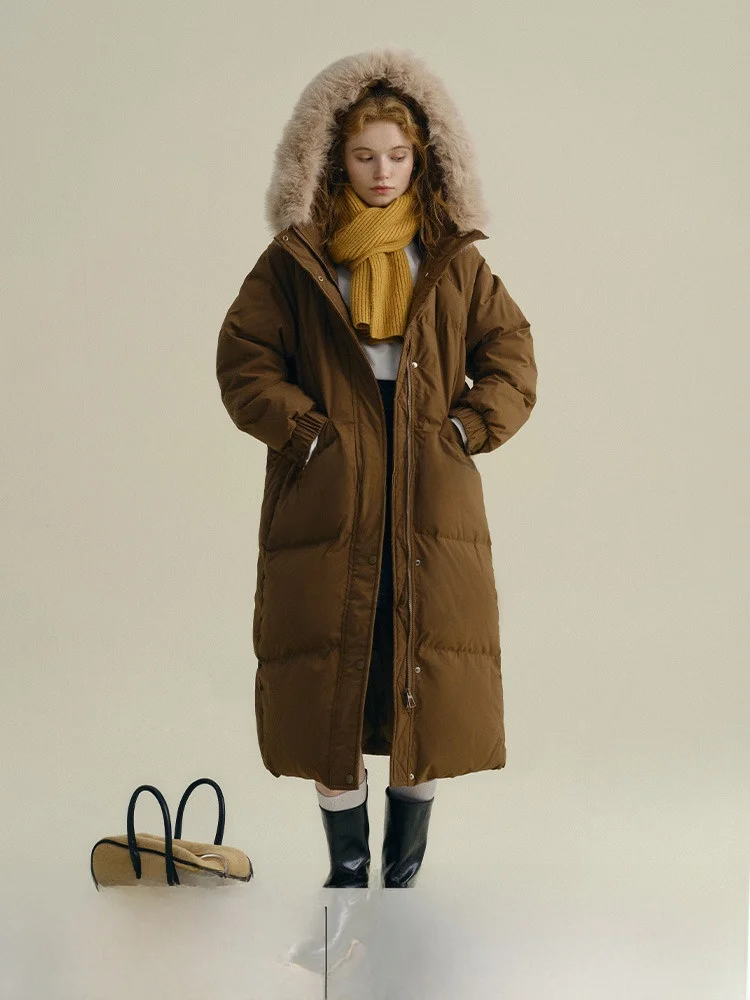Rina Berry Long Thi Warm Du down Jaet with Fur Collar Coffee Color Winter Outerwear Women's Commute Sle Straight Cut
Rina Berry Long Thi Warm Du down Jaet with Fur Collar Coffee Color Winter Outerwear Women's Commute Sle Straight Cut