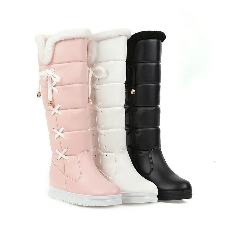 Women Knee High Snow Boots Winter Warm Faux Fur Lined Boots Hidden Wedge Heel Waterproof PU Leather Tall Boots
Women Knee High Snow Boots Winter Warm Faux Fur Lined Boots Hidden Wedge Heel Waterproof PU Leather Tall Boots