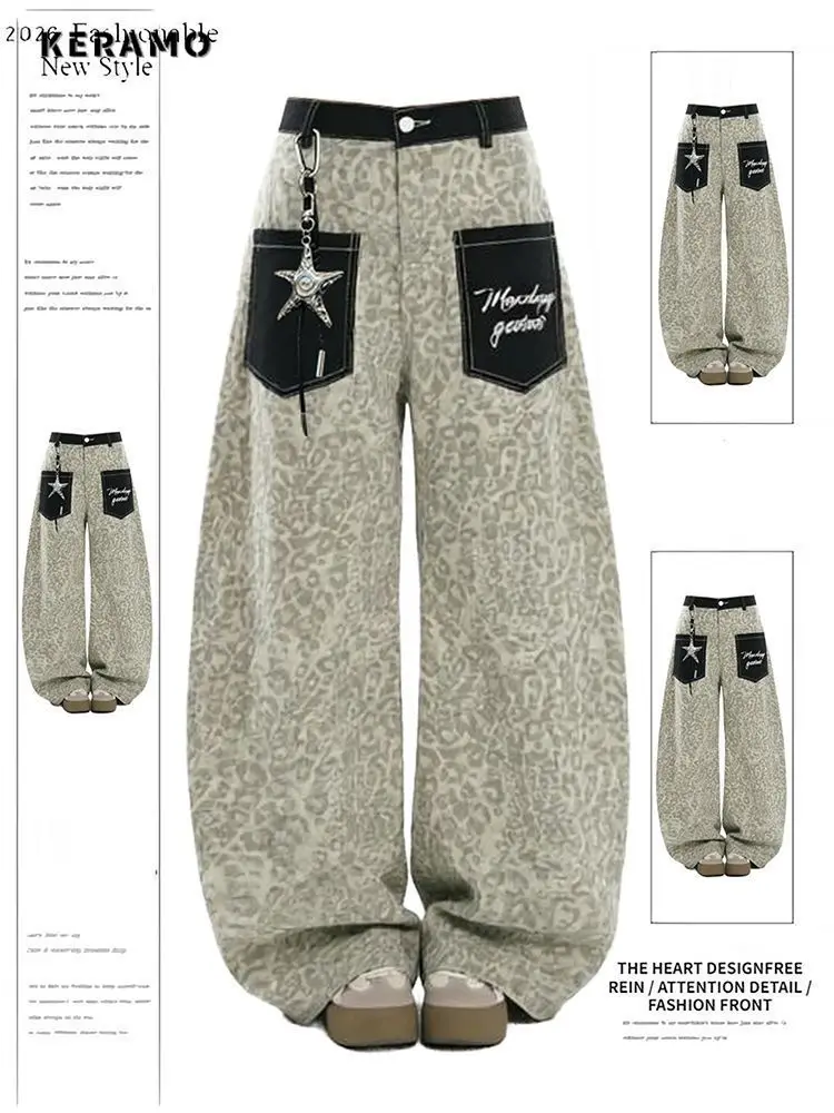 Retro Leopard Print Patchwork Jeans Women Loose Wide Leg Denim Pants Streetwear Baggy Trousers High Waist Casual Pants
Retro Leopard Print Patchwork Jeans Women Loose Wide Leg Denim Pants Streetwear Baggy Trousers High Waist Casual Pants