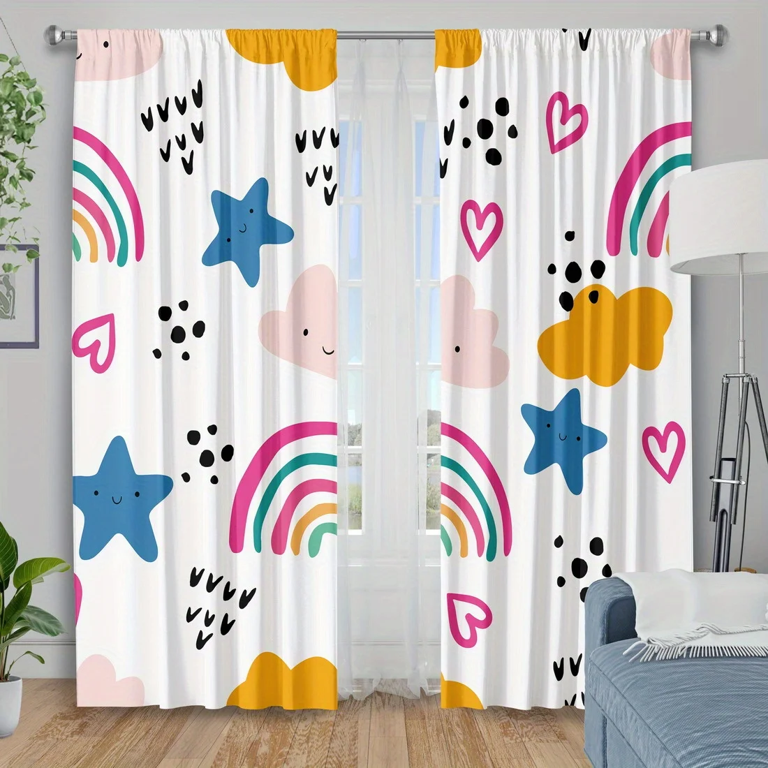 Cute Rainbow Stars Hearts Nursery Curtain for Baby Kids Room Boho Whimsical Cloud Window Treatment Drapes Decoration
Cute Rainbow Stars Hearts Nursery Curtain for Baby Kids Room Boho Whimsical Cloud Window Treatment Drapes Decoration