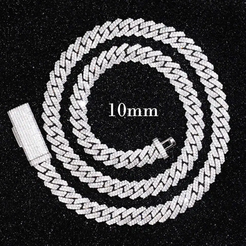 Hiphop Jewelry 10mm Wide Necklace with Moissanite 925 Sterling Silver Plated 18k Gold Cuban Link Chain for Ropper
Hiphop Jewelry 10mm Wide Necklace with Moissanite 925 Sterling Silver Plated 18k Gold Cuban Link Chain for Ropper
