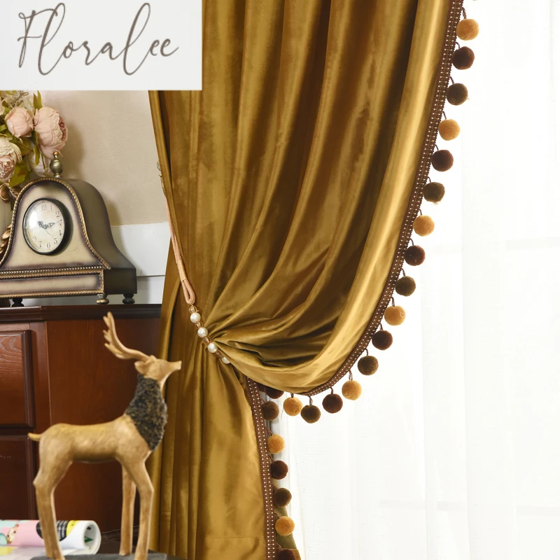 Modern Simple European Solid Color Blackout Curtains Golden Velvet Curtains for Living Room Bedroom Customization Decoration
Modern Simple European Solid Color Blackout Curtains Golden Velvet Curtains for Living Room Bedroom Customization Decoration