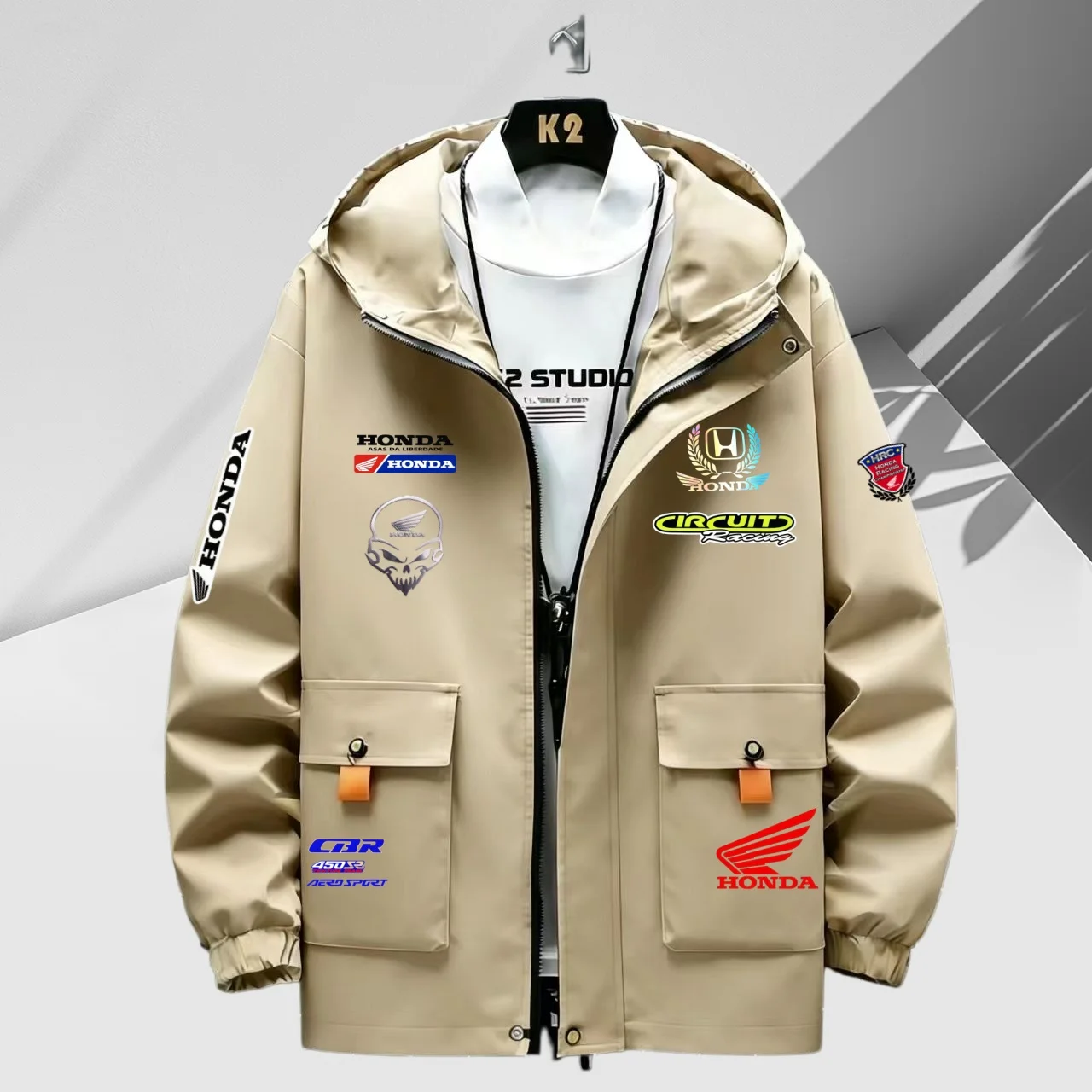 N New Men's Streetwear Hooded Jacket with Unique Print Badges, Casual Loose Fit Windproof Outerwear with Big Pockets for Daily a
N New Men's Streetwear Hooded Jacket with Unique Print Badges, Casual Loose Fit Windproof Outerwear with Big Pockets for Daily a