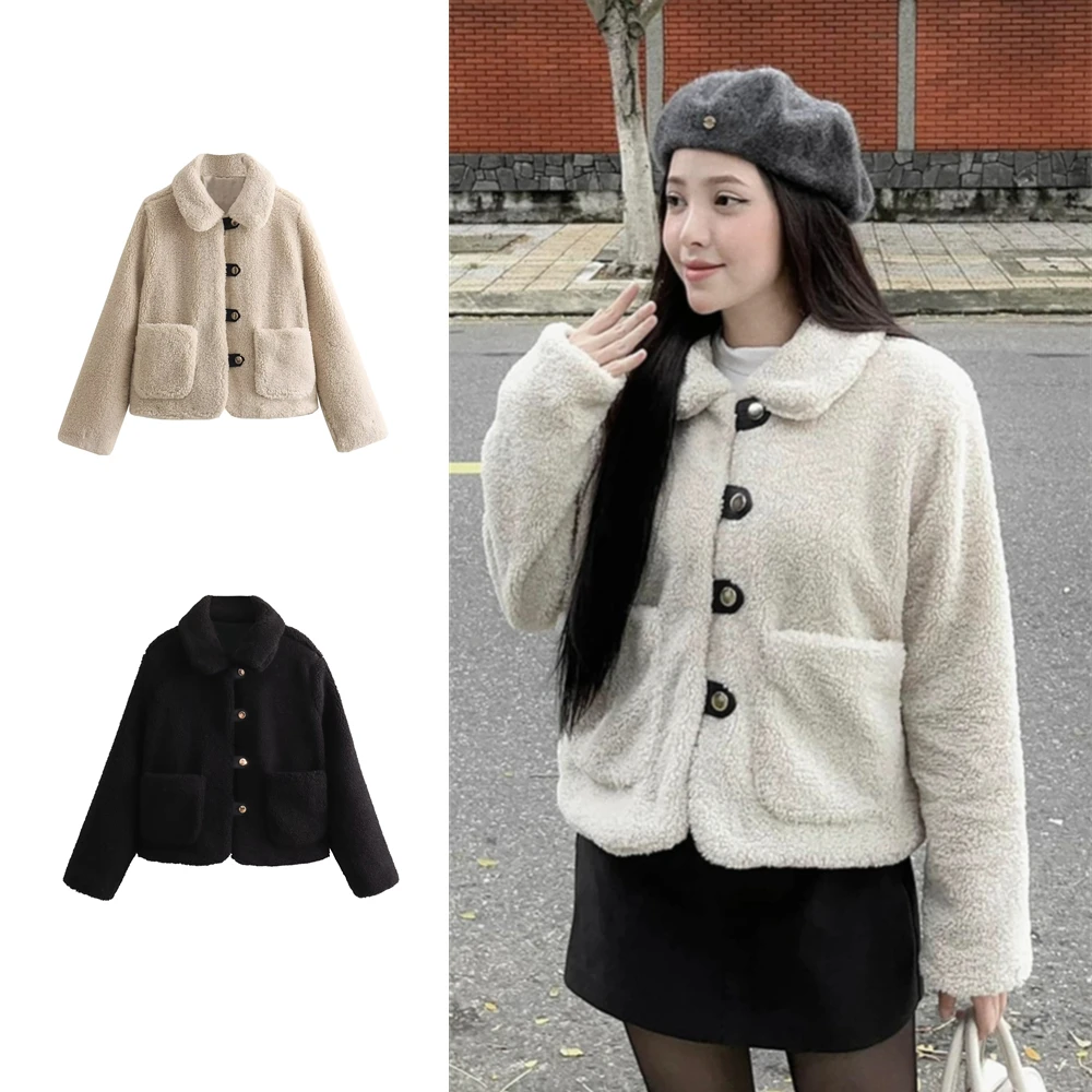 TAOP&ZA women's clothing 2024 winter new style leather buckle closure patch pocket lapel long sleeve fleece jacket 8741223
TAOP&ZA women's clothing 2024 winter new style leather buckle closure patch pocket lapel long sleeve fleece jacket 8741223