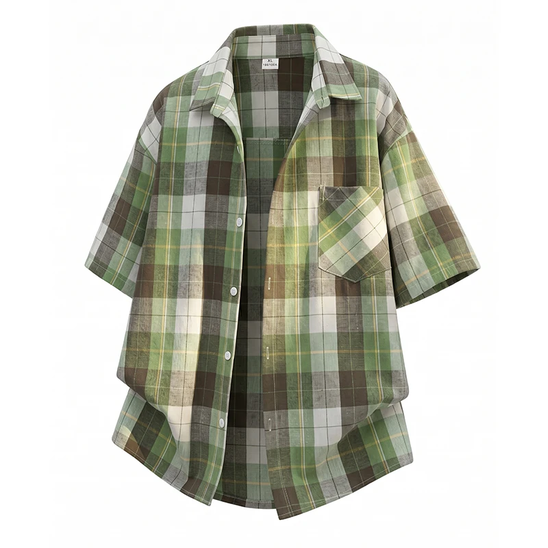 Summer Casual Plus Size Grid Short Sleeve Shirt for Men Loose Thin Cross-Border Style Thin Shirt Men's Clothing
Summer Casual Plus Size Grid Short Sleeve Shirt for Men Loose Thin Cross-Border Style Thin Shirt Men's Clothing