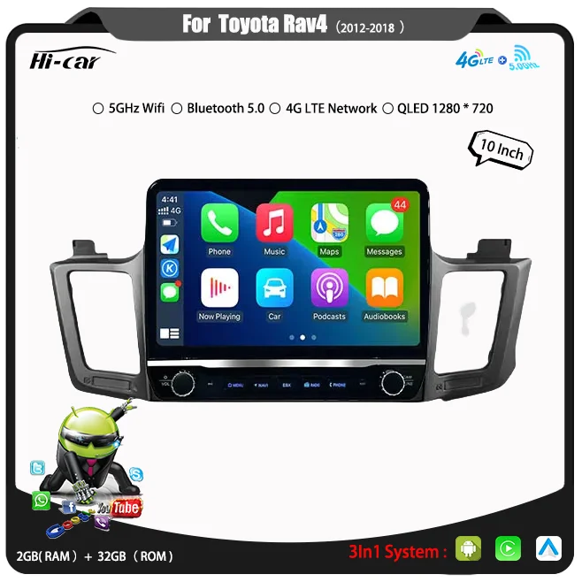 Car Radio For Toyota Rav4 2012-2018 CarPlay Stereo Screen GPS Navigation 2Din CarPlay & Android Multimedia Player Head Unit
Car Radio For Toyota Rav4 2012-2018 CarPlay Stereo Screen GPS Navigation 2Din CarPlay & Android Multimedia Player Head Unit