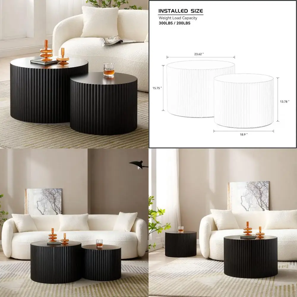 Modern Wooden Nesting Coffee Table Set for Living Room and Apartment, 2-Piece Black Round Accent Tables
Modern Wooden Nesting Coffee Table Set for Living Room and Apartment, 2-Piece Black Round Accent Tables