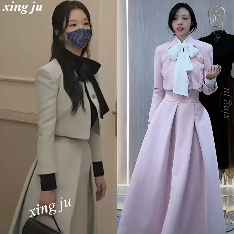Korean Singer Pink Long-Sleeved Small Suit Short Jacket A-line Long Skirt Jazz Dance Costumes Women Party Stage Elegant Outfits
Korean Singer Pink Long-Sleeved Small Suit Short Jacket A-line Long Skirt Jazz Dance Costumes Women Party Stage Elegant Outfits