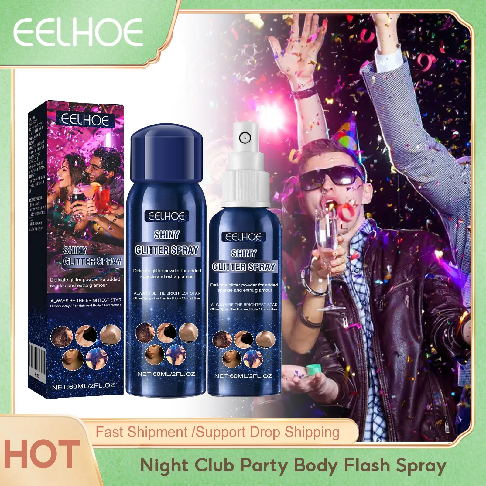 EELHOE Night Club Party Body Flash Spray Diamond Highlight Lasting Shine Glitter Festival Body Makeup High Gloss Powder Sprays
EELHOE Night Club Party Body Flash Spray Diamond Highlight Lasting Shine Glitter Festival Body Makeup High Gloss Powder Sprays