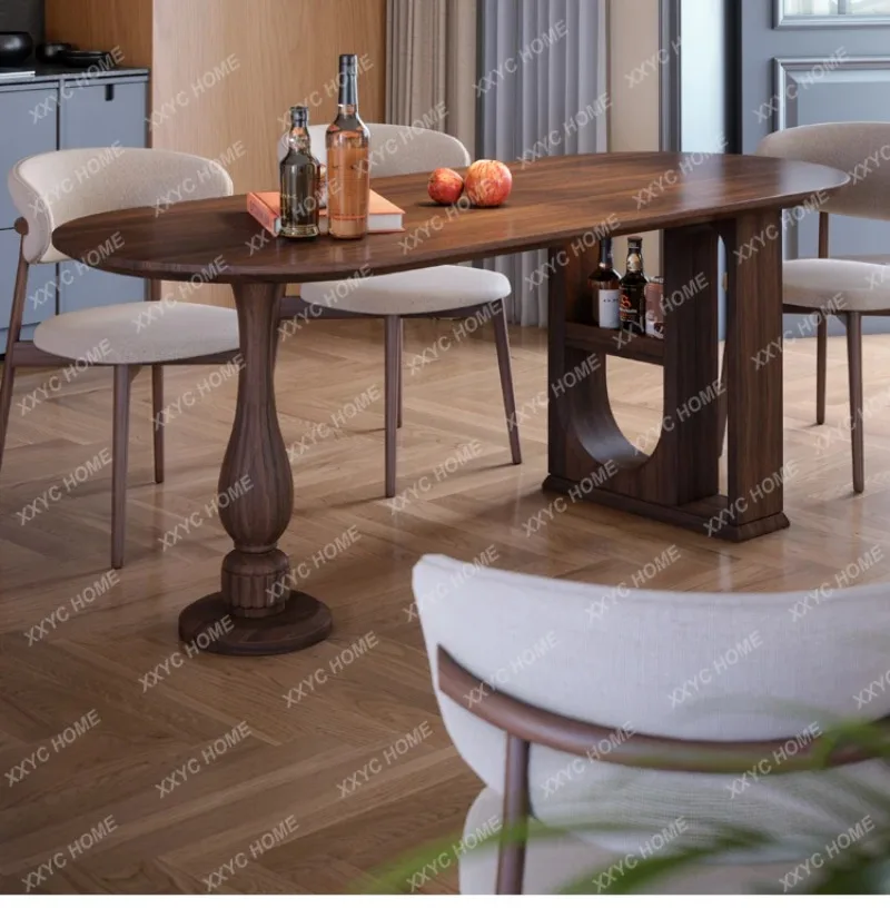 Retro Vintage Style Solid Wood Dining Table Oval Semi-Circular Foldable Walnut Color
Retro Vintage Style Solid Wood Dining Table Oval Semi-Circular Foldable Walnut Color