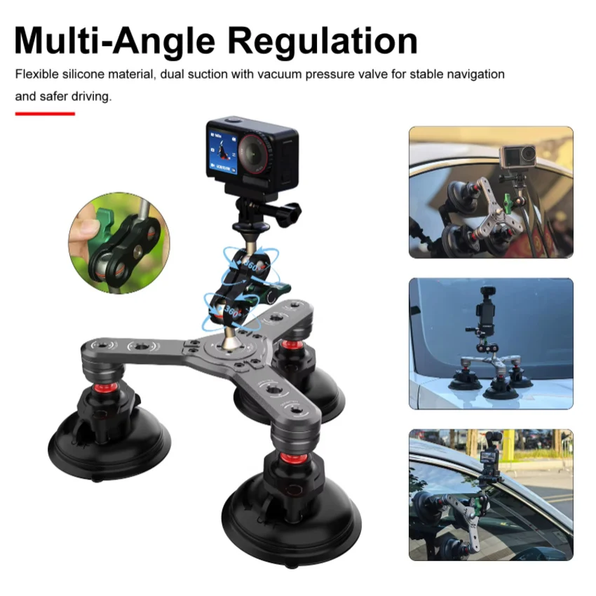 Aluminum Alloy Triple Suction Cup Car Mount for GoPro Hero 13 12 11 10 11 10 9 Insta360 DJI Action Camera Vehicle Filming Selfie
Aluminum Alloy Triple Suction Cup Car Mount for GoPro Hero 13 12 11 10 11 10 9 Insta360 DJI Action Camera Vehicle Filming Selfie