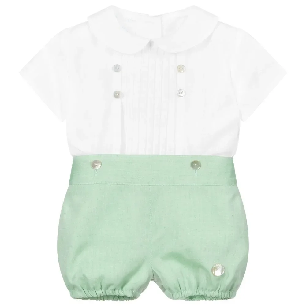 2Pcs Toddler Boys Spanish Clothing Suit Baby White Cotton Shirts with Green Shorts Children Birthday Outfit
2Pcs Toddler Boys Spanish Clothing Suit Baby White Cotton Shirts with Green Shorts Children Birthday Outfit
