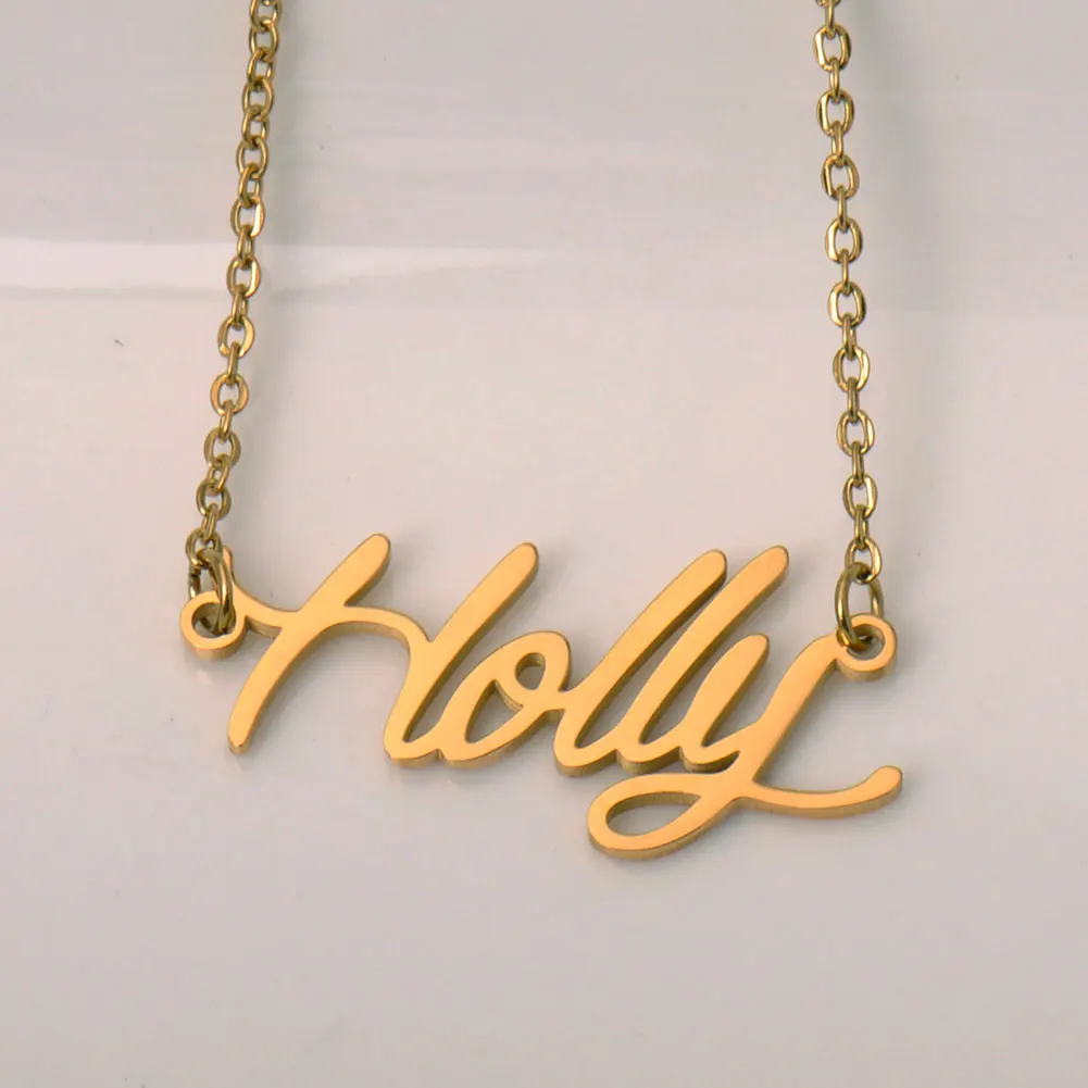 AOLOSHOW Holly Gold Color Stainless Steel Name Necklace Dainty Pendant Female Birthday Gift Jewelry for Women
AOLOSHOW Holly Gold Color Stainless Steel Name Necklace Dainty Pendant Female Birthday Gift Jewelry for Women