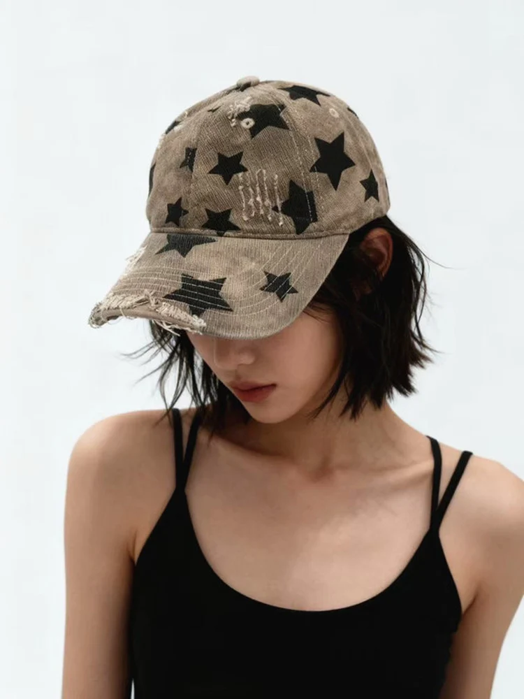 Women's Baseball Cap Spring Summer Wide Brim Hat Korean Style Five-Pointed Star Hole Versatile Duckbill Cap Adjustable Size
Women's Baseball Cap Spring Summer Wide Brim Hat Korean Style Five-Pointed Star Hole Versatile Duckbill Cap Adjustable Size