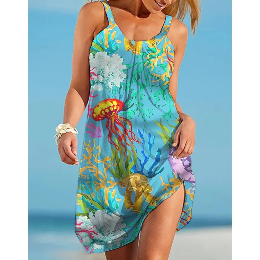Sea Octopus Print Beach Dress Midi Women Fashion Sexy Dress Bohemian Strap Sleeveles Party Dresses Hem Evening Beach Sundress
Sea Octopus Print Beach Dress Midi Women Fashion Sexy Dress Bohemian Strap Sleeveles Party Dresses Hem Evening Beach Sundress