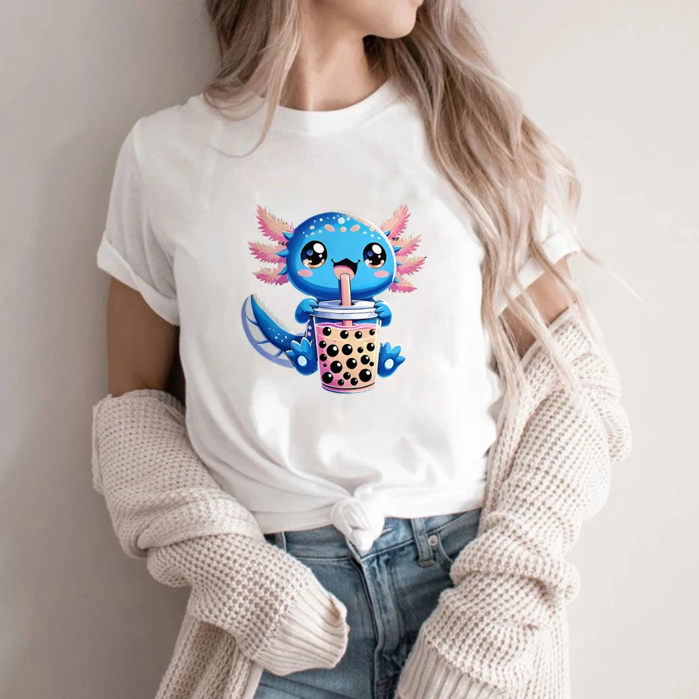 Cute Hexagonal Dinosaur Cartoon Drinking Milk Tea Printed T-shirt Cute Sweet Versatile Short Sleeve Women's Casual Top
Cute Hexagonal Dinosaur Cartoon Drinking Milk Tea Printed T-shirt Cute Sweet Versatile Short Sleeve Women's Casual Top