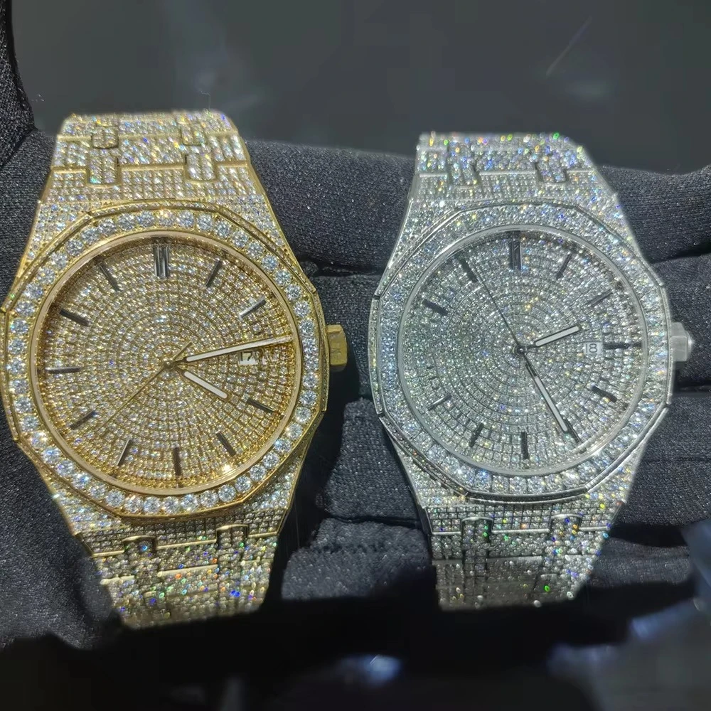Hip Hop Bust Down Custom Mechanical Stainless Steel Rose Gold Silver Color Iced Out VVS Moissanite Diamond Watch for Men
Hip Hop Bust Down Custom Mechanical Stainless Steel Rose Gold Silver Color Iced Out VVS Moissanite Diamond Watch for Men