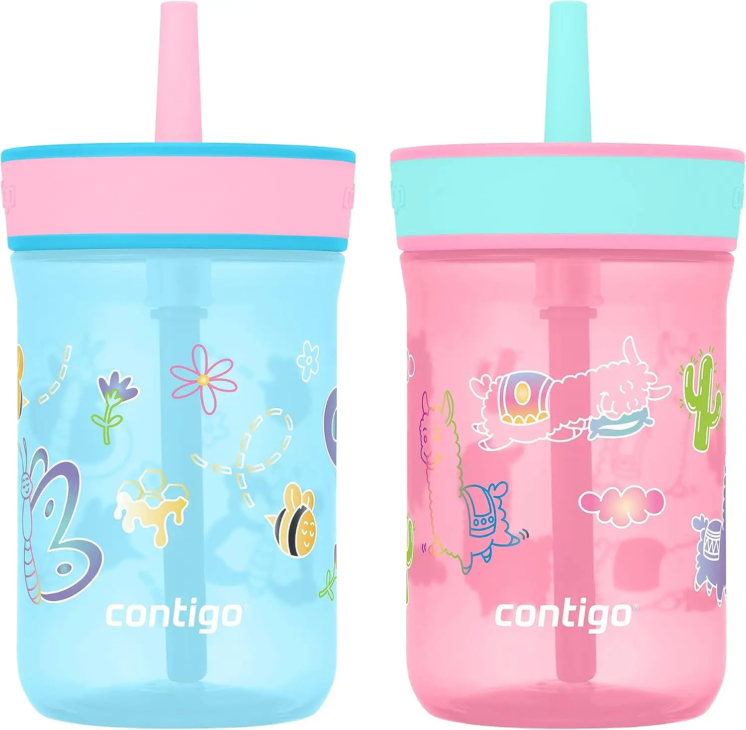 2-Pack Kids Water Bottles, 14oz Spill-Proof Straw Tumblers, Dishwasher Safe, Blue Raspberry/Azalea & Butterflies/Llamas
2-Pack Kids Water Bottles, 14oz Spill-Proof Straw Tumblers, Dishwasher Safe, Blue Raspberry/Azalea & Butterflies/Llamas