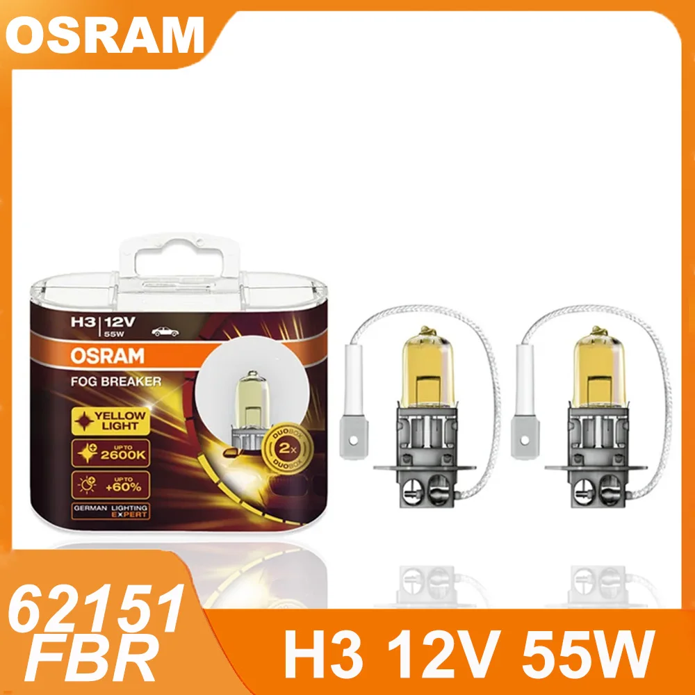 OSRAM 62151FBR H3 12V 55W 2600K original fog lamp headlight yellow light brighter car halogen bulb pair
OSRAM 62151FBR H3 12V 55W 2600K original fog lamp headlight yellow light brighter car halogen bulb pair