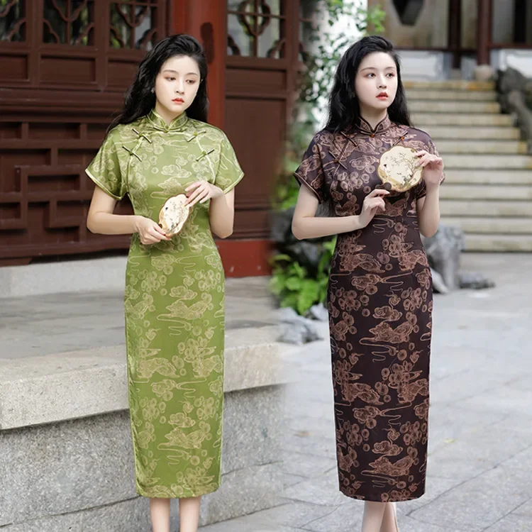 2024 Autumn New Cheongsam Women's Elegant Qipao Jacquard Chinese Style Dress Vintage Mandarin Collar Qipao Sexy Vestidos
2024 Autumn New Cheongsam Women's Elegant Qipao Jacquard Chinese Style Dress Vintage Mandarin Collar Qipao Sexy Vestidos