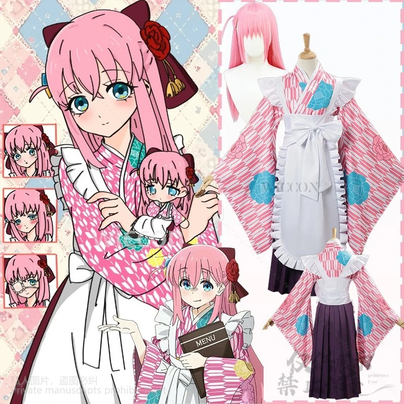 Anime The Rock! Cosplay Gotoh Hitori Costume Japanese Jirai Kei Girls Pink Kimono Dress Kawaii Cute Lolita Wigs Customized
Anime The Rock! Cosplay Gotoh Hitori Costume Japanese Jirai Kei Girls Pink Kimono Dress Kawaii Cute Lolita Wigs Customized