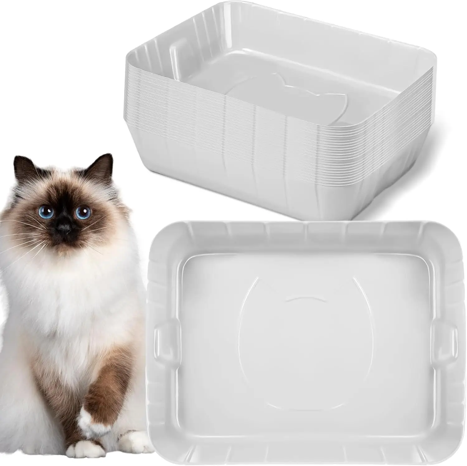 25 Pcs Disposable Cat Litter Boxes, Plastic Kitty Pan for Kitten Rabbit Guinea Pig Hamster, 15.7 x 11.8 x 3 Inches, White
25 Pcs Disposable Cat Litter Boxes, Plastic Kitty Pan for Kitten Rabbit Guinea Pig Hamster, 15.7 x 11.8 x 3 Inches, White