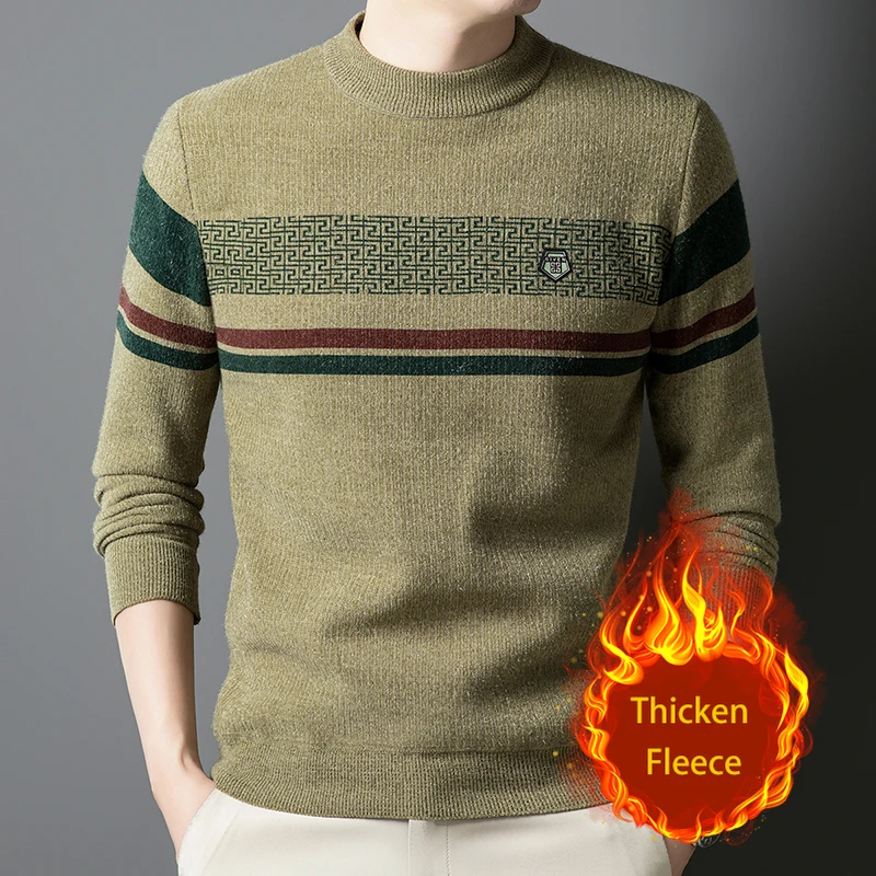BROWON 2025 Winter Man Sweater Thicken Fleece Pullover Sweater Men Fashion Slim Warm Round Collar Striped Knitted Male Wear
BROWON 2025 Winter Man Sweater Thicken Fleece Pullover Sweater Men Fashion Slim Warm Round Collar Striped Knitted Male Wear