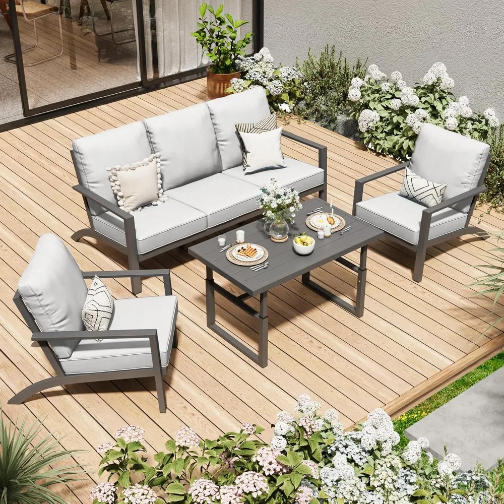 Aluminum Patio Furniture Set with High Back Chairs, Modern Metal Outdoor Patio Furniture
Aluminum Patio Furniture Set with High Back Chairs, Modern Metal Outdoor Patio Furniture