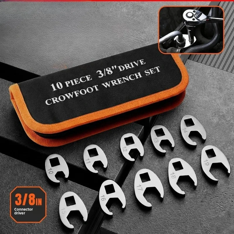 10-Piece 3/8in Drive Crowfoot Wrench Set, 10-19mm Metric Nut Wrench Tool Kit, Open End Wrench Set
10-Piece 3/8in Drive Crowfoot Wrench Set, 10-19mm Metric Nut Wrench Tool Kit, Open End Wrench Set