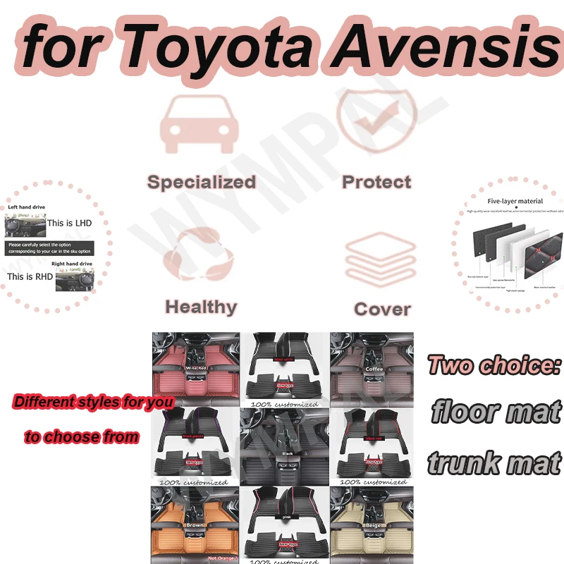 LUXURY Car Floor Mats For Toyota Avensis T270 2010~2017Luxury Leather Mat Durable Waterproof Carpet Auto Rugs Car Accessories
LUXURY Car Floor Mats For Toyota Avensis T270 2010~2017Luxury Leather Mat Durable Waterproof Carpet Auto Rugs Car Accessories