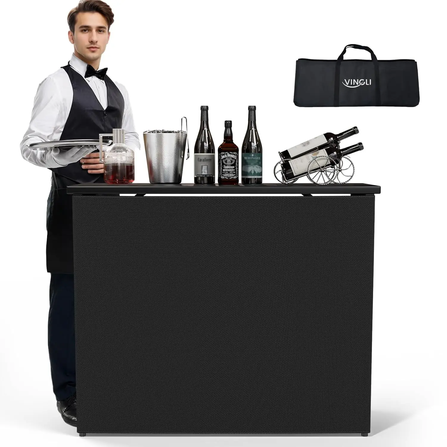 45" Portable Commercial Bar Table Mobile Bartending Station Indoor Outdoor Pop Up with PP Skirt, Customized
45" Portable Commercial Bar Table Mobile Bartending Station Indoor Outdoor Pop Up with PP Skirt, Customized