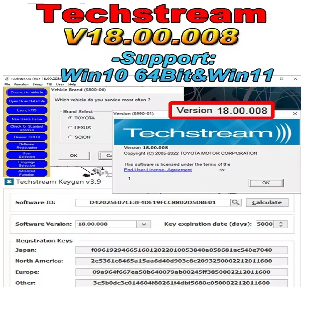 Newest Version 02/2023 FOR TIS Techstream 18.00.008 Software Link and Active Code Work with MINI VCI MINIVCI
Newest Version 02/2023 FOR TIS Techstream 18.00.008 Software Link and Active Code Work with MINI VCI MINIVCI