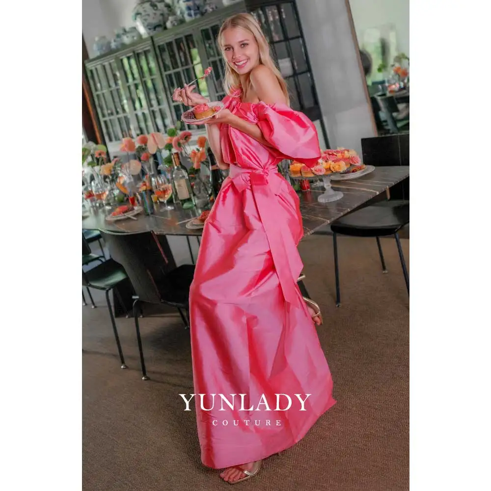 YUNLAN Shiny Taffeta Puff Sleeve Maxi Evening Dress 2025 Dubai Wedding Guest Pleated Pink Bridesmaid Dress New
YUNLAN Shiny Taffeta Puff Sleeve Maxi Evening Dress 2025 Dubai Wedding Guest Pleated Pink Bridesmaid Dress New