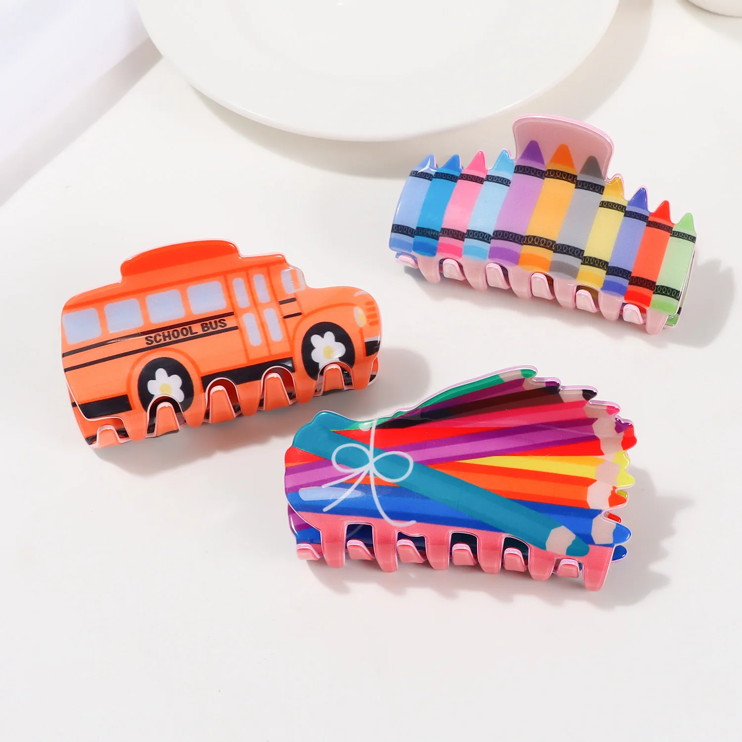 DS Creative Rainbow Pencil Crayon Hair Claw Stationery Series Acrylic Claw Clips Trendy Hair Clips Hair Accessories for Women
DS Creative Rainbow Pencil Crayon Hair Claw Stationery Series Acrylic Claw Clips Trendy Hair Clips Hair Accessories for Women