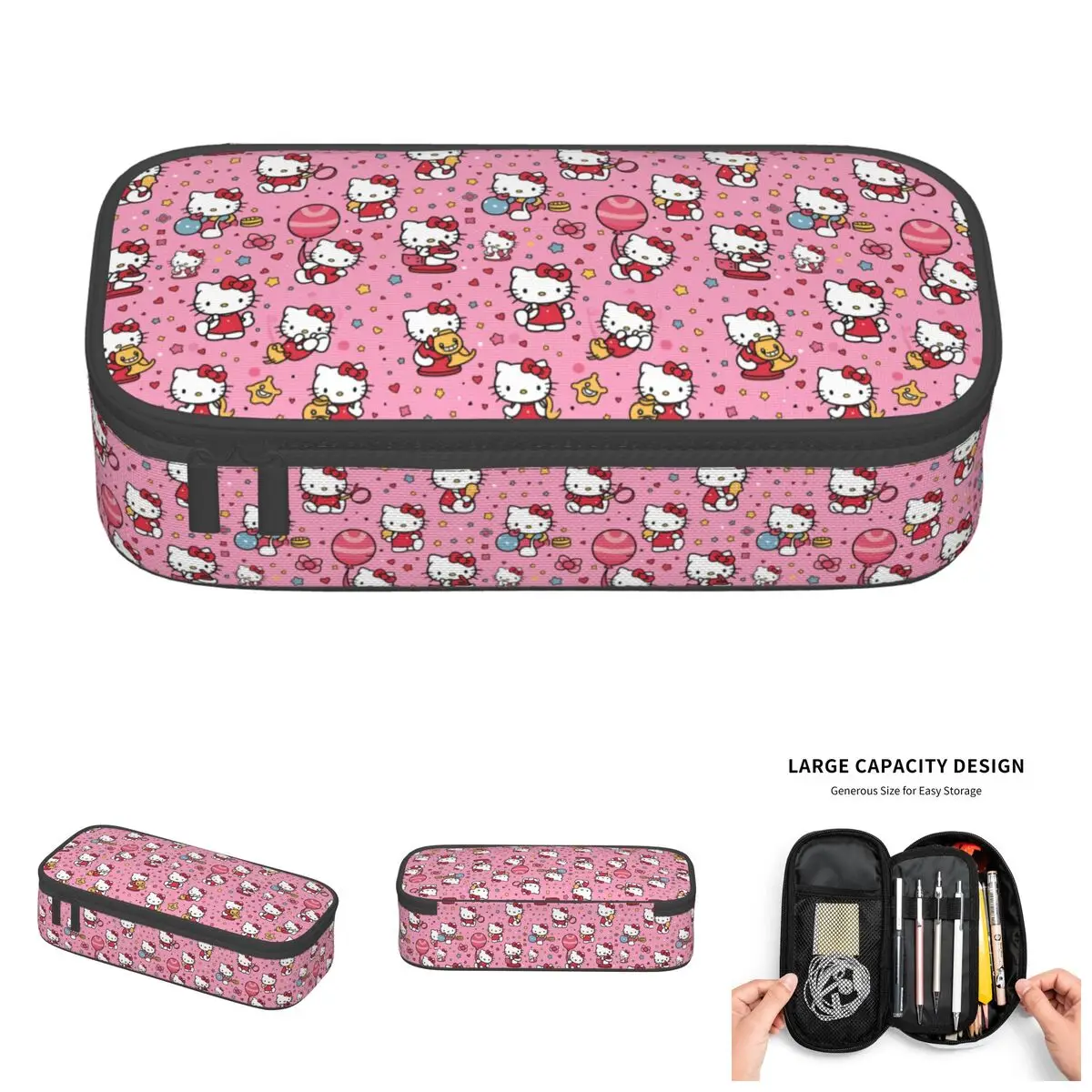 Hello Kitty Red Bow Japan Anime Pencil Case for Large Capacity Hearts Stars Seamless pattern Pen Box Bag School Supplies
Hello Kitty Red Bow Japan Anime Pencil Case for Large Capacity Hearts Stars Seamless pattern Pen Box Bag School Supplies