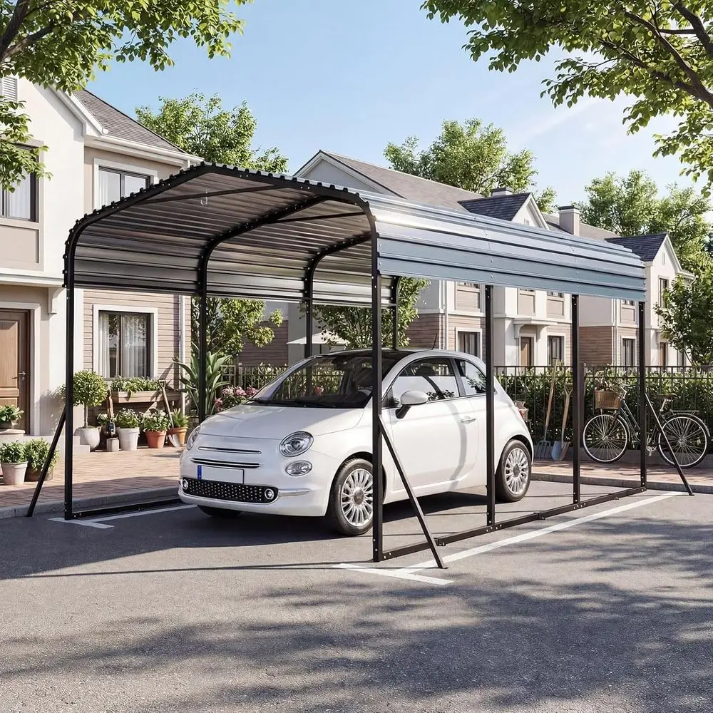 10' x 14.5' Heavy-Duty Outdoor Steel Carport with Leak-Proof Roof, Enhanced Base, and Slant Legs for Cars, Trucks, Boats, and Mo
10' x 14.5' Heavy-Duty Outdoor Steel Carport with Leak-Proof Roof, Enhanced Base, and Slant Legs for Cars, Trucks, Boats, and Mo