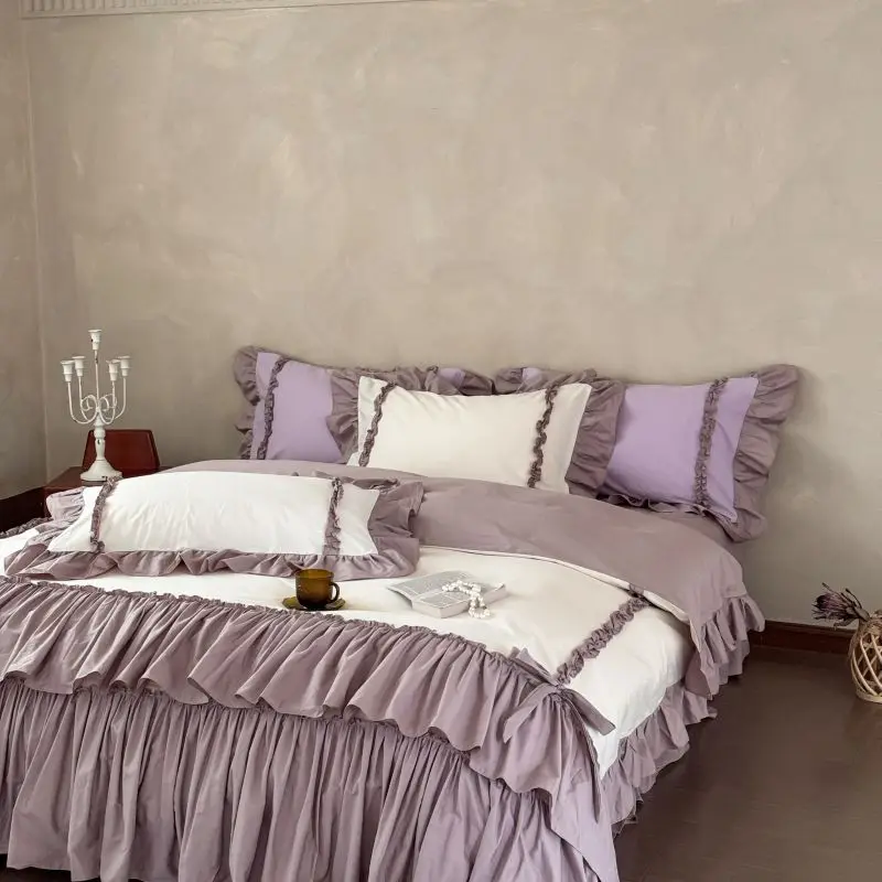 4Pcs Double Layer Ruffles Duvet Cover Set Princess Bedding Set 100% Cotton Quilt Cover Set Flat/Fitted Bed Sheet Pillowcases
4Pcs Double Layer Ruffles Duvet Cover Set Princess Bedding Set 100% Cotton Quilt Cover Set Flat/Fitted Bed Sheet Pillowcases