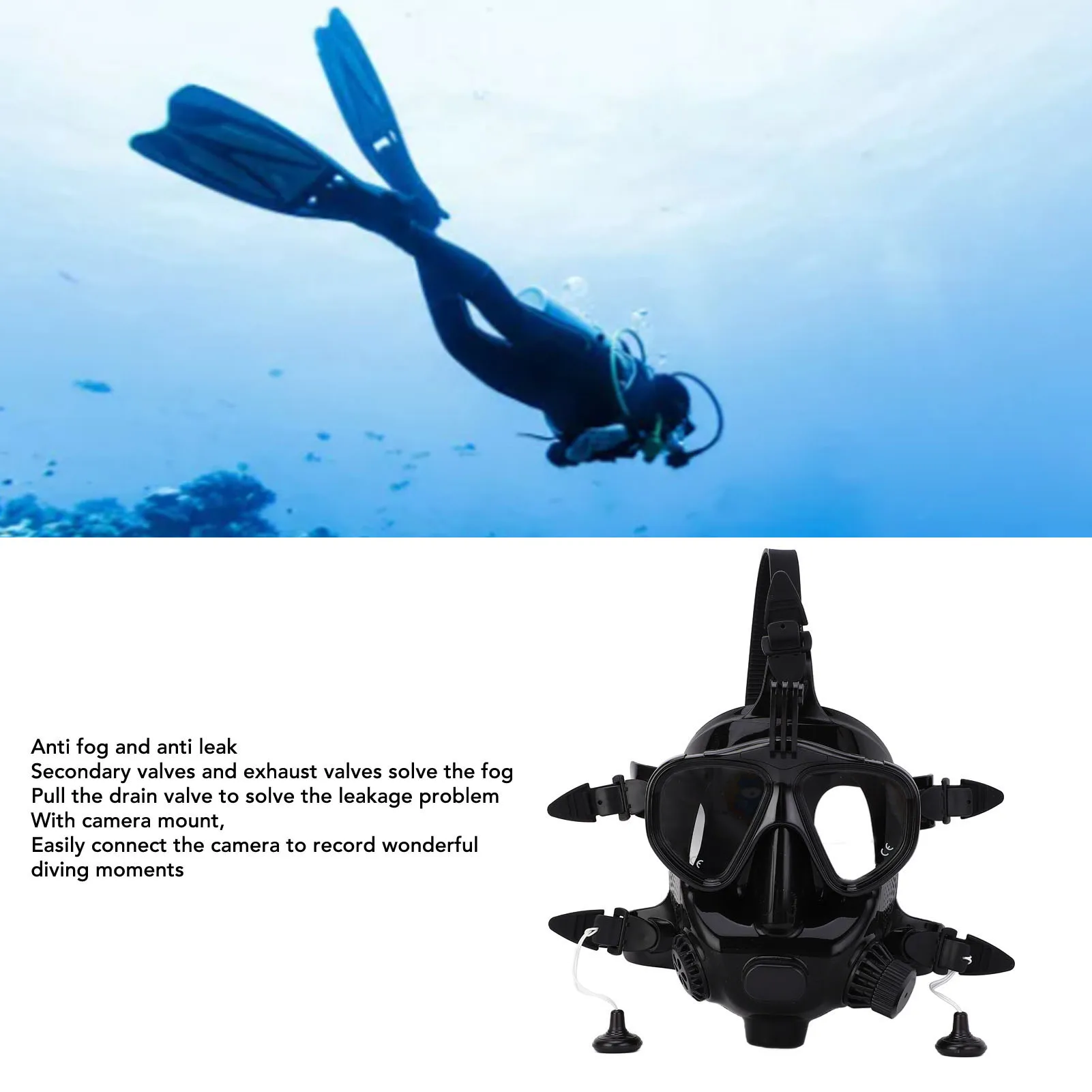 Silicone Snorkel Goggles Leakproof Full Face Diving Goggle Easy To Use 180° Panoramic View Antifog with Camera Mount for Diving
Silicone Snorkel Goggles Leakproof Full Face Diving Goggle Easy To Use 180° Panoramic View Antifog with Camera Mount for Diving