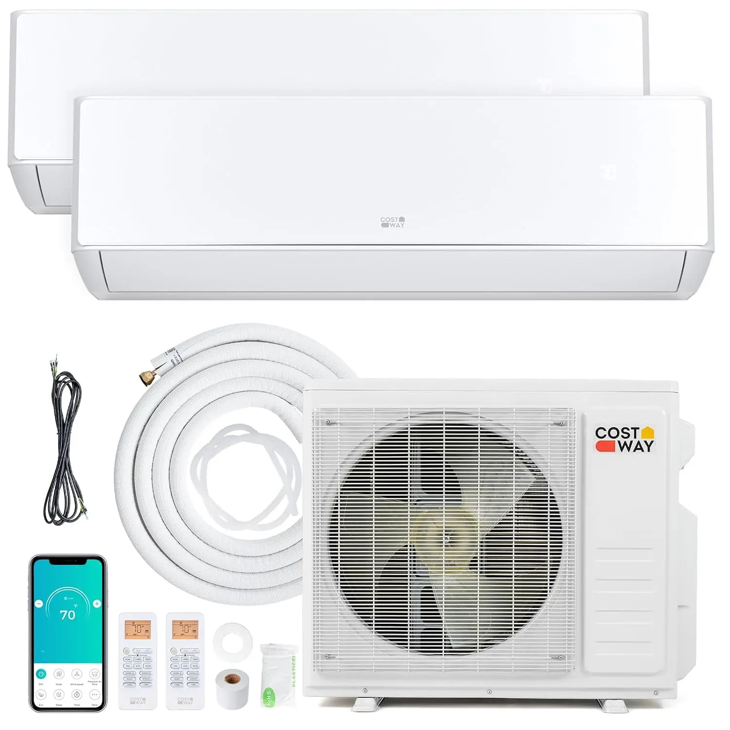 18k Dual 2 Zone Mini Split Air Conditioner, 24 SEER2 9000 BTU+ 12000 BTU 208/230V Inverter AC w/Heat Pump & Pre-Charged, Custom
18k Dual 2 Zone Mini Split Air Conditioner, 24 SEER2 9000 BTU+ 12000 BTU 208/230V Inverter AC w/Heat Pump & Pre-Charged, Custom