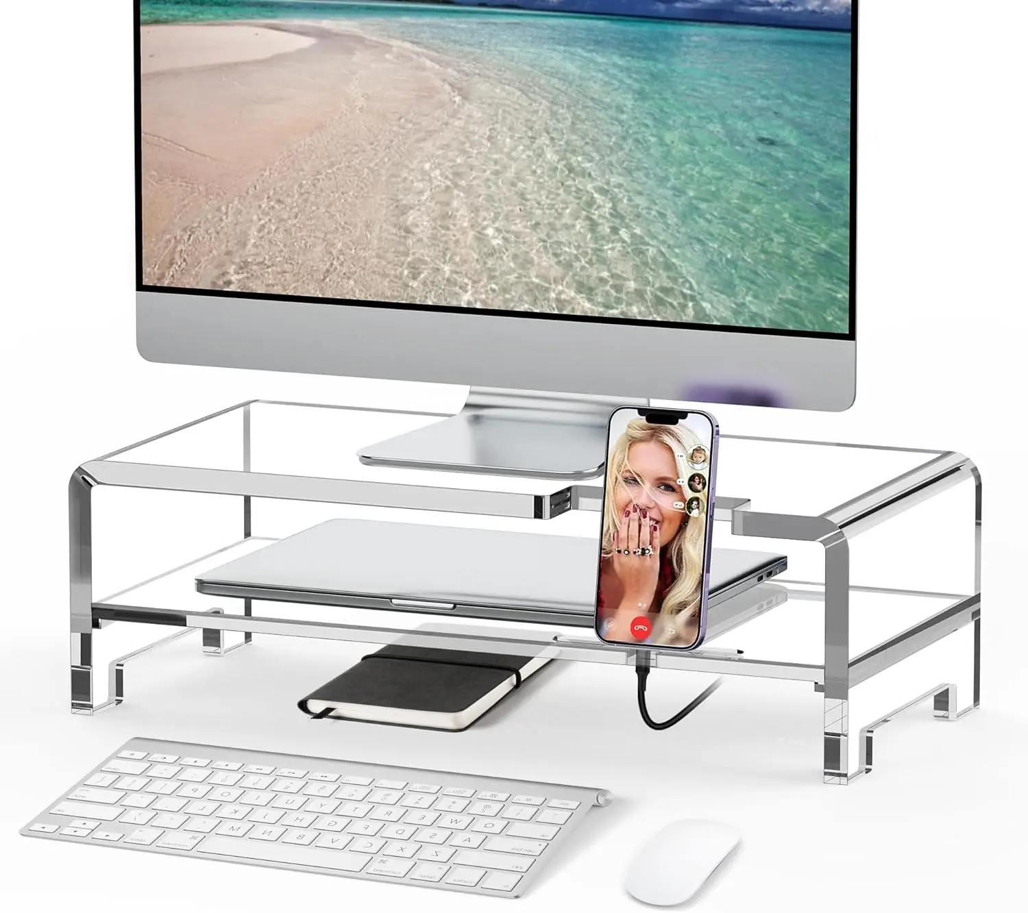 Clear Acrylic Monitor Stand Riser with Storage for Home Office
Clear Acrylic Monitor Stand Riser with Storage for Home Office
