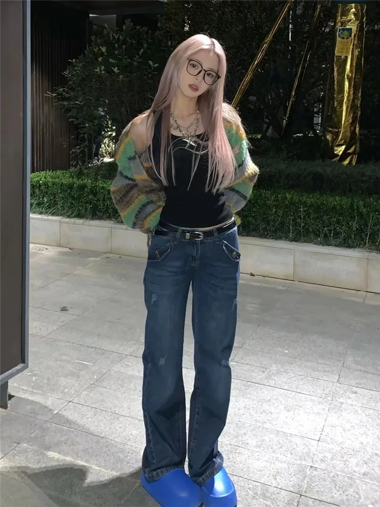 Retro Straight Leg Jeans Women's Low Waist Slimming Design Long Extended Floor Length Wide Leg Pants Autumn Season Deep Color
Retro Straight Leg Jeans Women's Low Waist Slimming Design Long Extended Floor Length Wide Leg Pants Autumn Season Deep Color