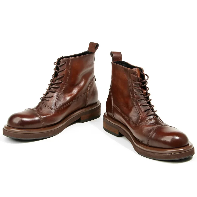 Retro Style High Quality Cowhide Men's Boots Retro Men's Shoes All Genuine Leather Ankle Motorcycle Boots Black brown
Retro Style High Quality Cowhide Men's Boots Retro Men's Shoes All Genuine Leather Ankle Motorcycle Boots Black brown