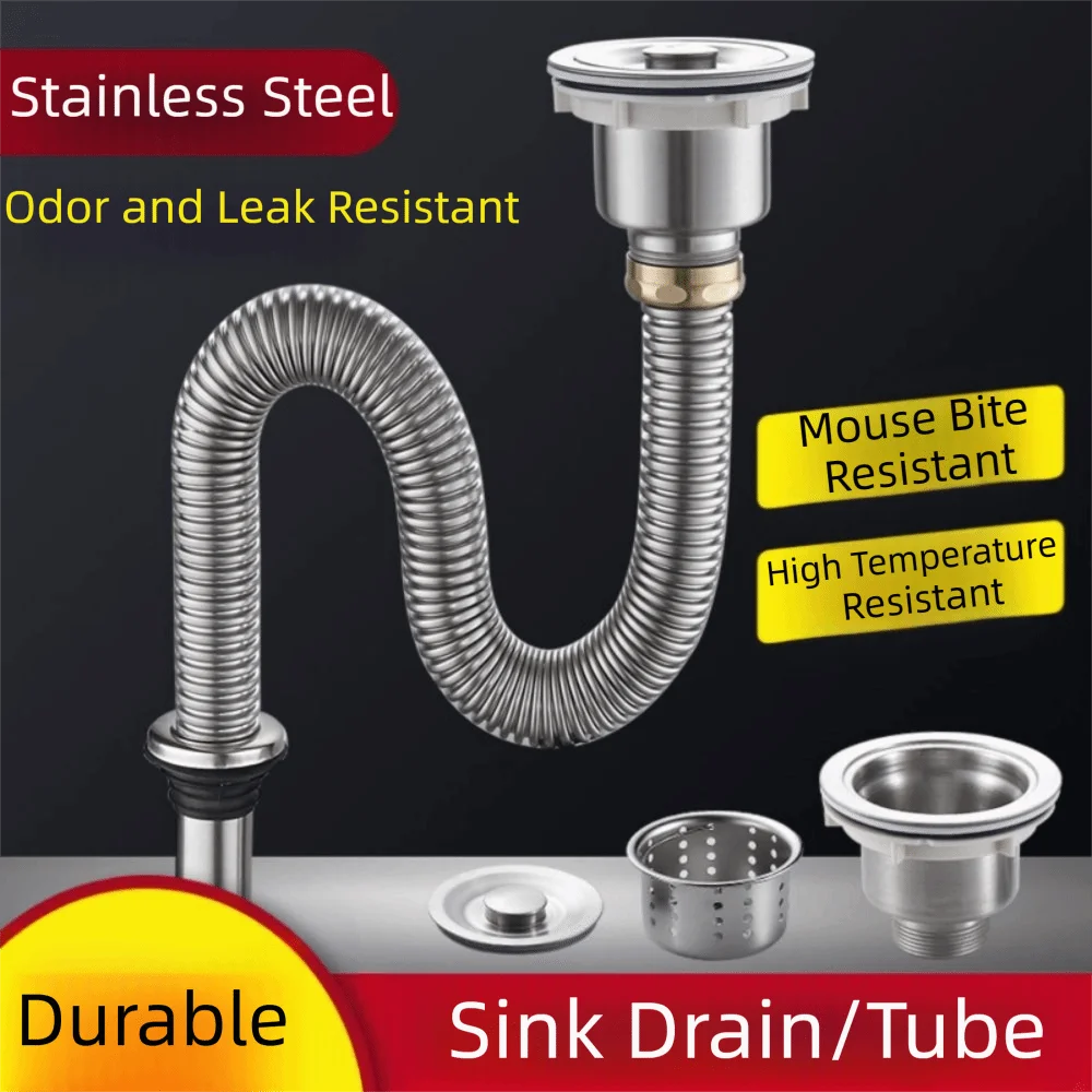 Thickened Interfaces Kitchen Sink Drain Pipe Deodorant with Sink Stopper Stainless Steel Sink Strainer Flexible Anti Rat Bite
Thickened Interfaces Kitchen Sink Drain Pipe Deodorant with Sink Stopper Stainless Steel Sink Strainer Flexible Anti Rat Bite