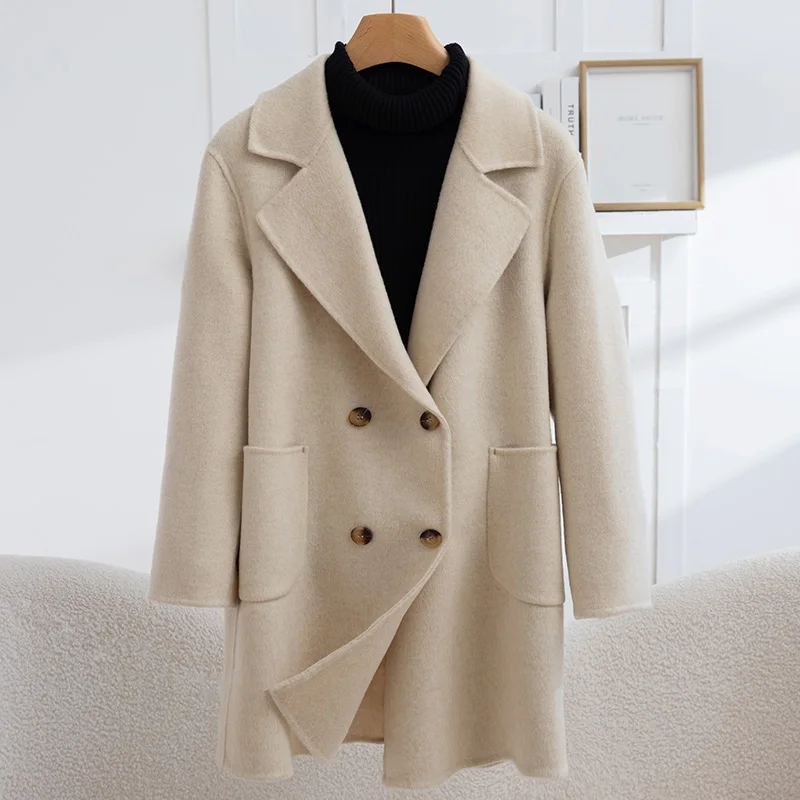 Women's Slim Fit Mid-Length Coat Autumn Winter 2025 Soft Comfortable 100% Pure Wool Double-Breasted Reversible Woolen Coat
Women's Slim Fit Mid-Length Coat Autumn Winter 2025 Soft Comfortable 100% Pure Wool Double-Breasted Reversible Woolen Coat