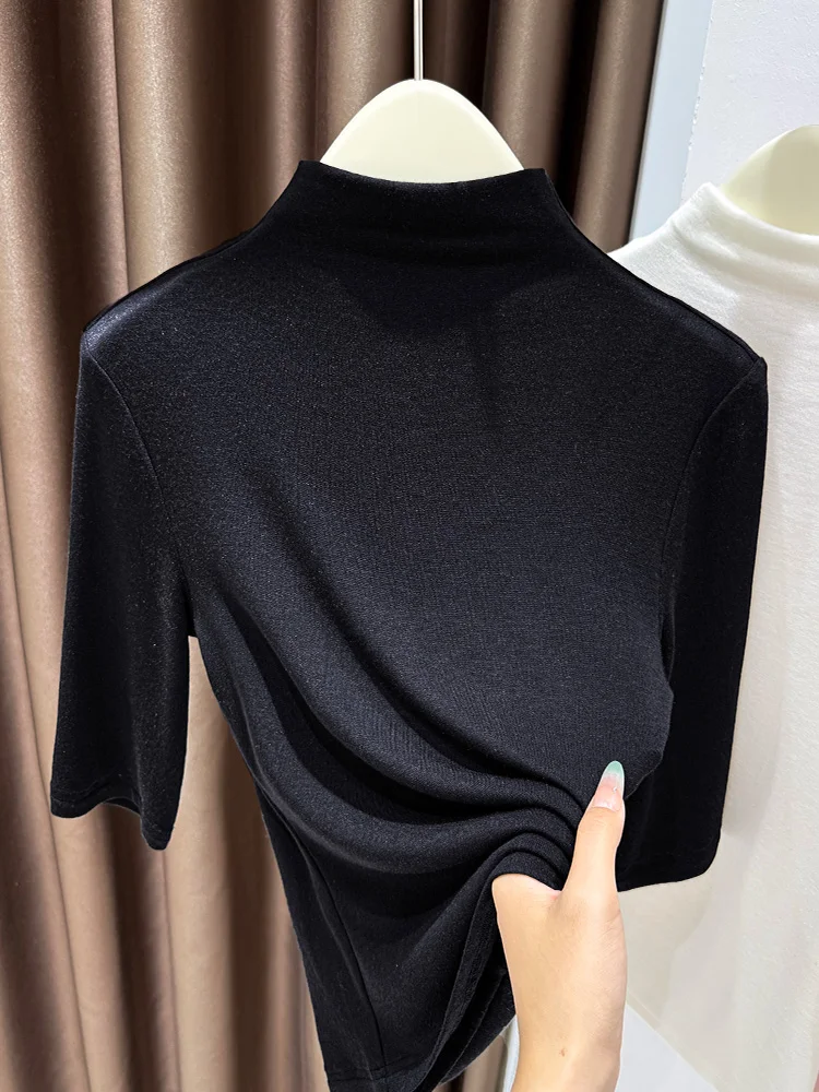 Ele Bla Korean Sle Women's T-irt Autumn Winter Base Layer irt mid Sve High Collar Soft Lyocell Fiber Top
Ele Bla Korean Sle Women's T-irt Autumn Winter Base Layer irt mid Sve High Collar Soft Lyocell Fiber Top