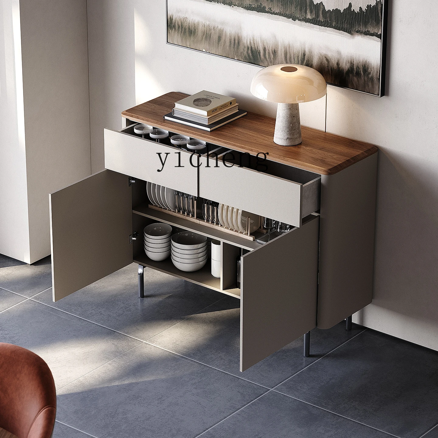 Italian Style Light Luxury Walnut Sideboard Cabinet Villa Large Flat Floor Solid Wood Minimalist Storage Cabinet
Italian Style Light Luxury Walnut Sideboard Cabinet Villa Large Flat Floor Solid Wood Minimalist Storage Cabinet