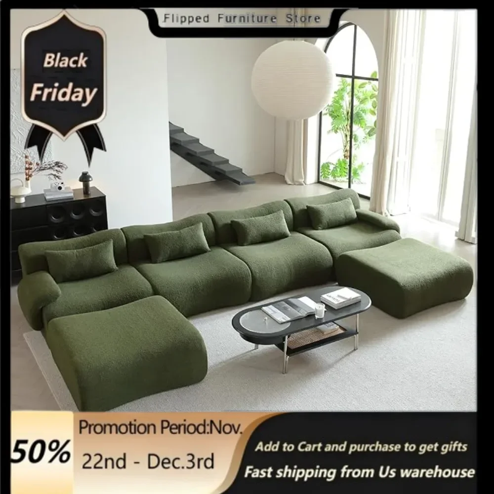 Green Modular Sectional U Shaped Sofa with 4 Seat & 2 Ottoman,Floor Bamboo Shaped Cloud Couch with Chaise,Living Room Sofas.
Green Modular Sectional U Shaped Sofa with 4 Seat & 2 Ottoman,Floor Bamboo Shaped Cloud Couch with Chaise,Living Room Sofas.